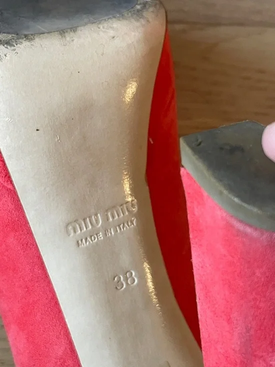 Miu Miu Red Suede Peep-Toe Platform Heels EU 38 Designer Pumps - Picture 4 of 4